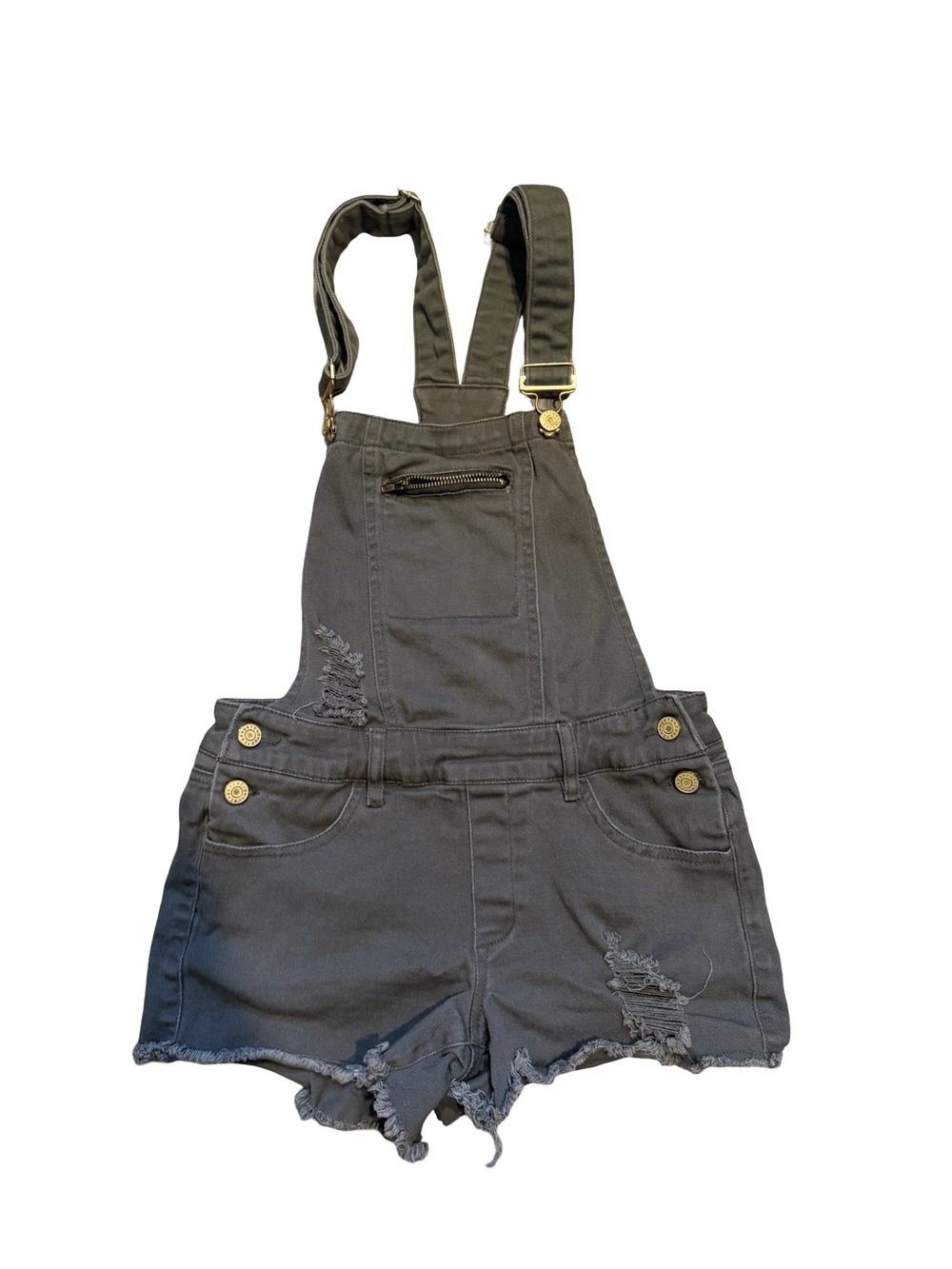 refuge Taupe Utility Denim Short Overalls